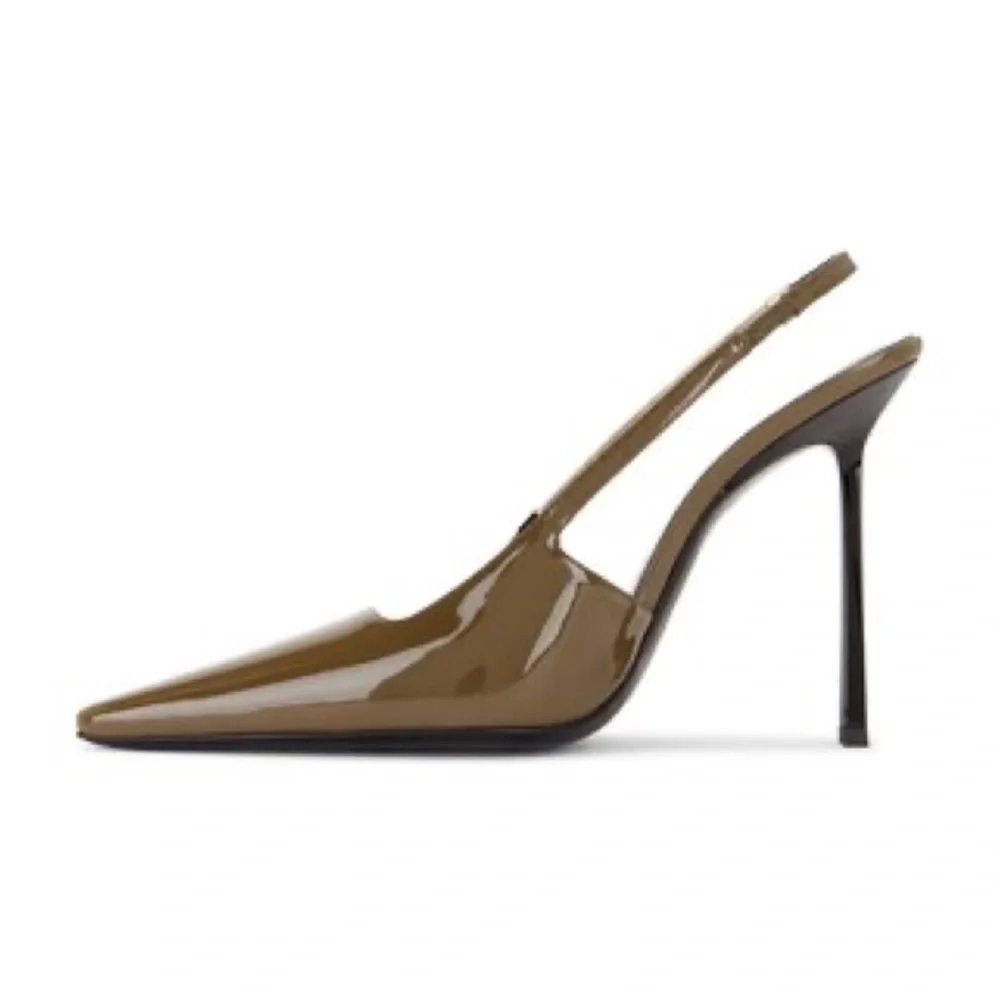 SAINT LAURENT BLAKE SLINGBACK PUMP IN AMBER GREEN